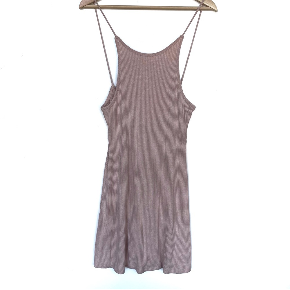 TopShop Blush Pink Ribbed Low Back Dress - Picture 4 of 10